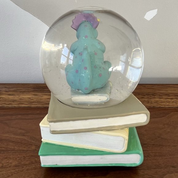 San Francisco Music Box Company Reading Dinosaur Glitter Snow Globe 1993 Books - Picture 9 of 14